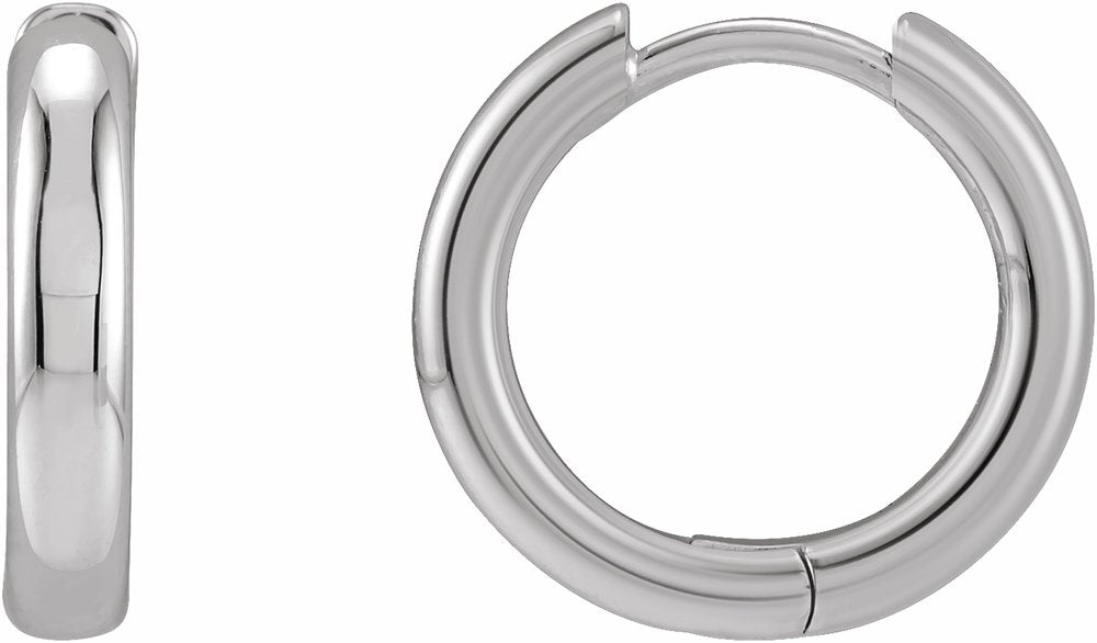 14K White Hinged 15 mm Hoop Earrings