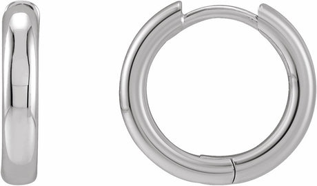 14K White Hinged 15 mm Hoop Earrings