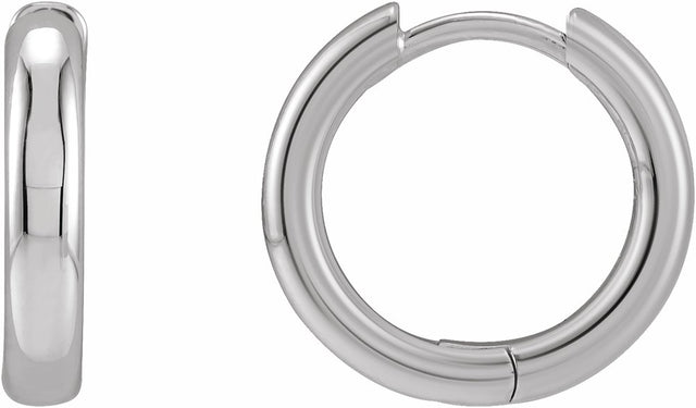 14K White 15 mm Hinged Hoop Earrings