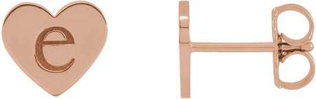14K Rose Gold 8 mm Engravable Heart Earrings