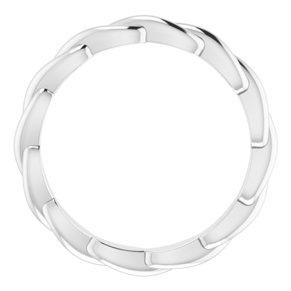 14K White Woven-Design Band