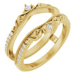 14K Yellow 1/6 CTW Natural Diamond Accented Floral Inspired Ring Guard