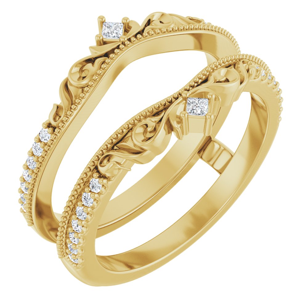 14K Yellow 1/6 CTW Natural Diamond Accented Floral Inspired Ring Guard