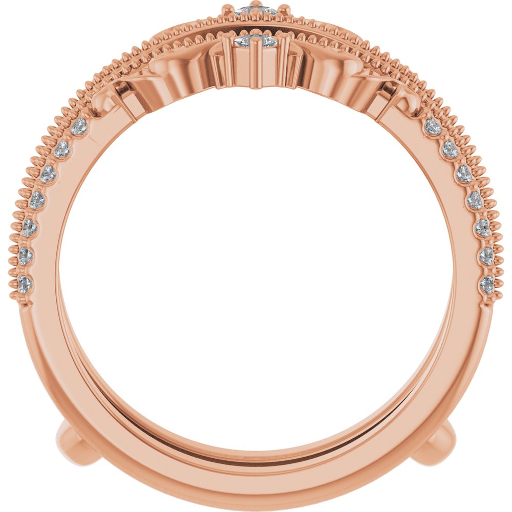 14K Rose 1/6 CTW Natural Diamond Accented Floral Inspired Ring Guard