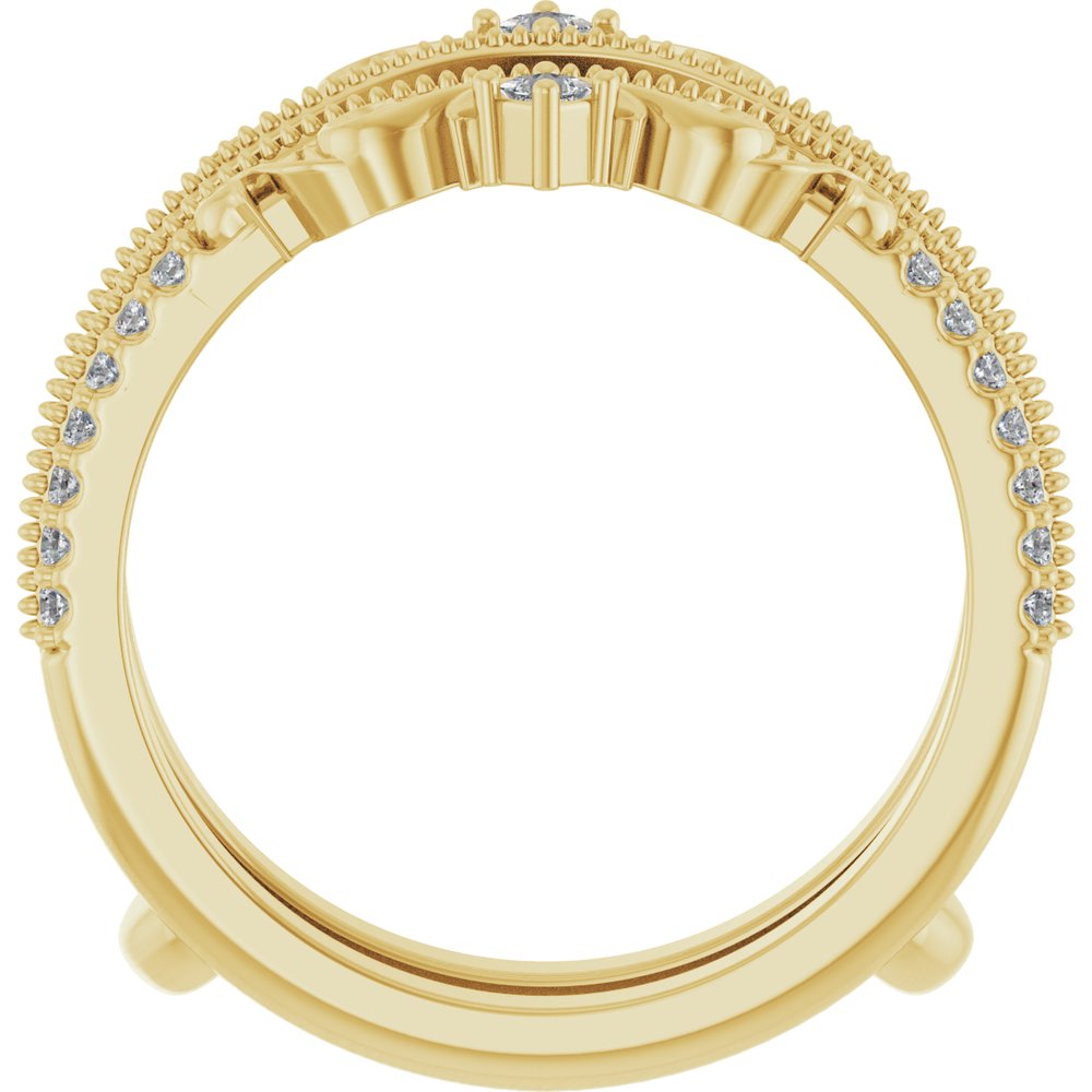 14K Yellow 1/6 CTW Natural Diamond Accented Floral Inspired Ring Guard