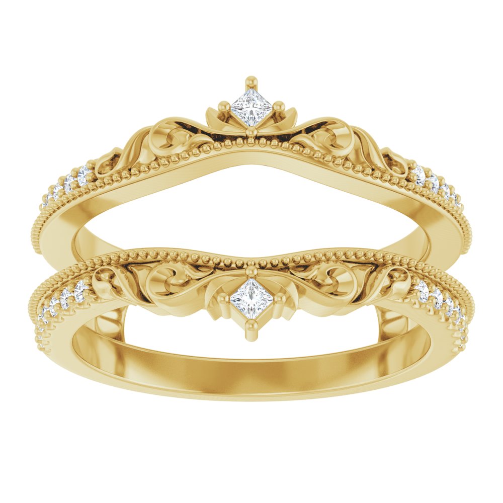 14K Yellow 1/6 CTW Natural Diamond Accented Floral Inspired Ring Guard