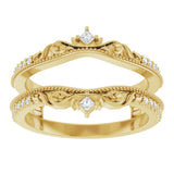 14K Yellow 1/6 CTW Natural Diamond Accented Floral Inspired Ring Guard