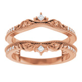 14K Rose 1/6 CTW Natural Diamond Accented Floral Inspired Ring Guard