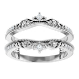 Platinum 1/6 CTW Natural Diamond Accented Floral Inspired Ring Guard