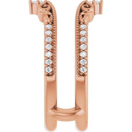 14K Rose 1/6 CTW Natural Diamond Accented Floral Inspired Ring Guard