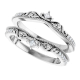 Platinum 1/6 CTW Natural Diamond Accented Floral Inspired Ring Guard