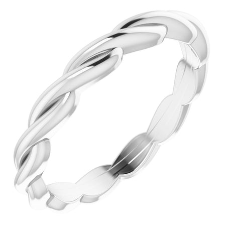 14K White Woven-Design Band Size 5