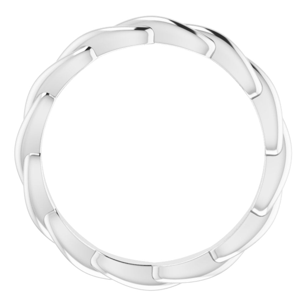 14K White Woven-Design Band