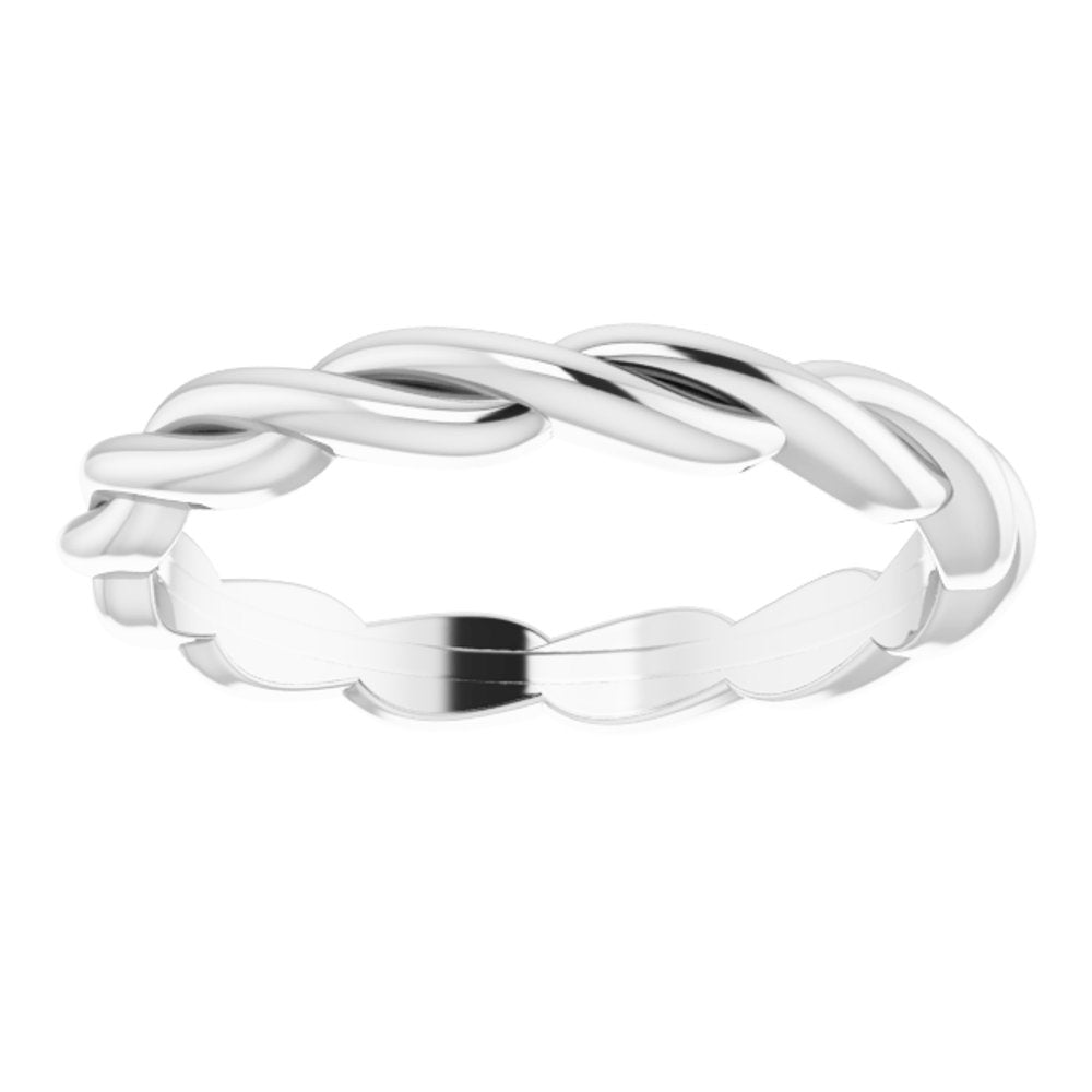 14K White Woven-Design Band