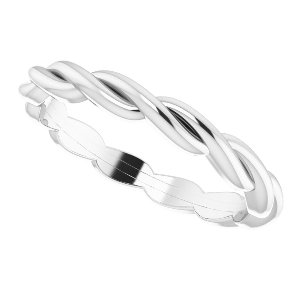 14K White Woven-Design Band