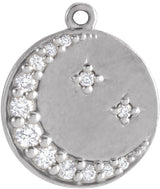 14K White .08 CTW Natural Diamond Half Moon Dangle
