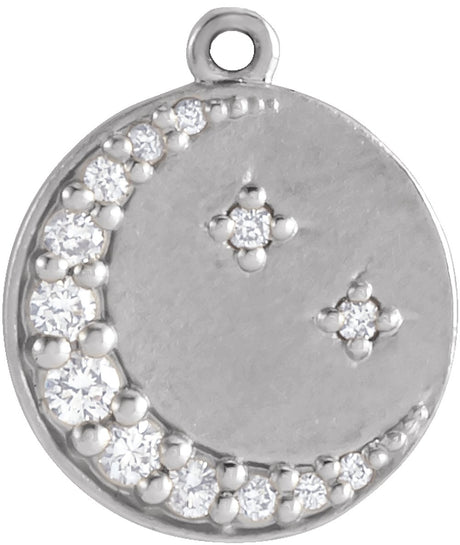 14K White .08 CTW Natural Diamond Half Moon Dangle
