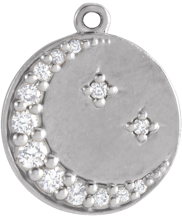 14K White .08 CTW Natural Diamond Half Moon Dangle