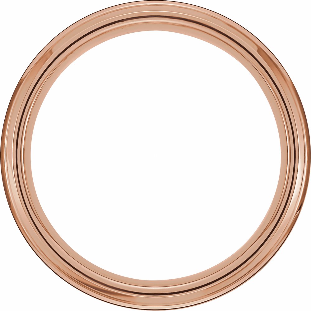 18K Rose Gold PVD & Black PVD Tungsten 6 mm Beveled Stepped-Edge Comfort-Fit Band Size 7