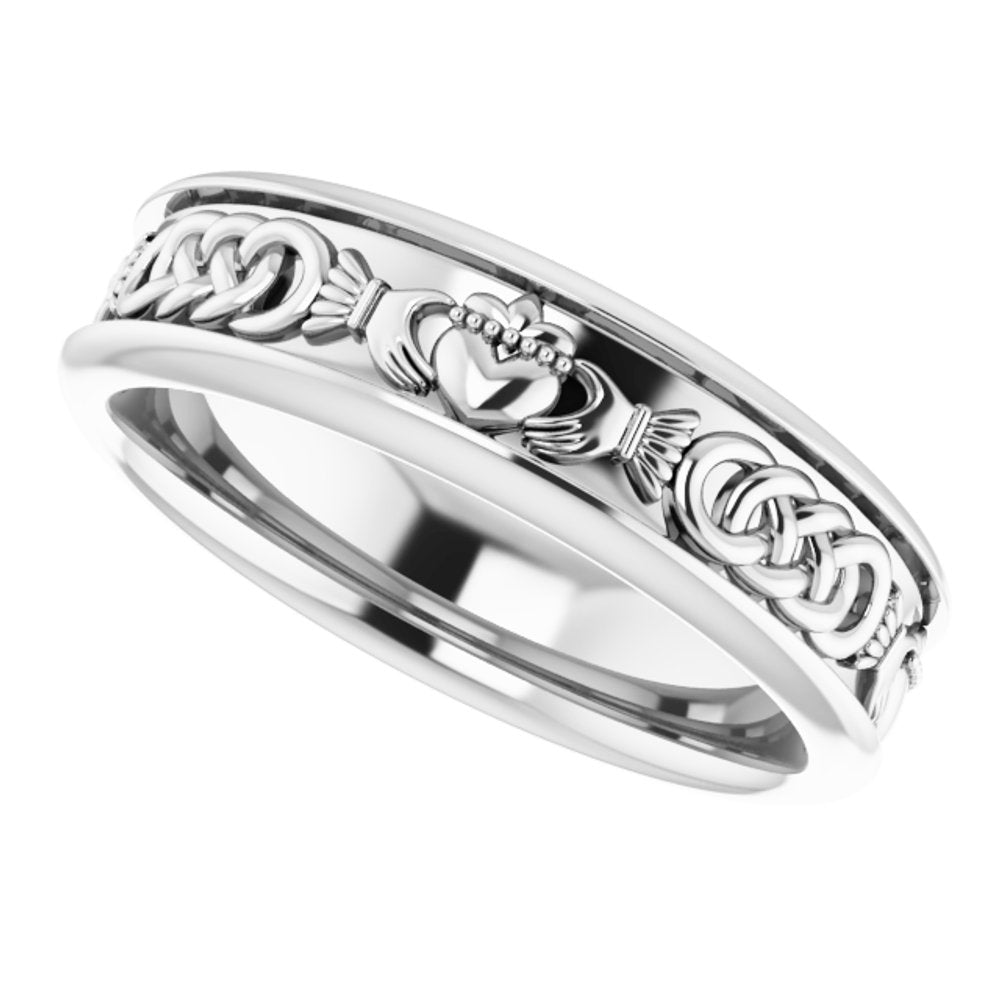 10K White Claddagh Band Sze 9