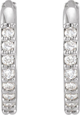 14K White Gold 1/8 CTW Natural Diamond Hinged 12.5 mm Hoop Earrings
