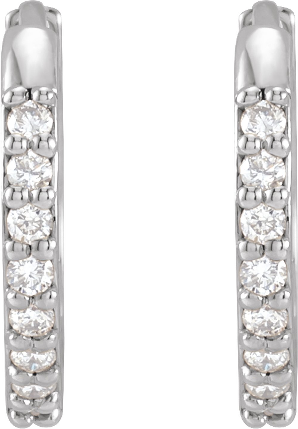 14K White 1/8 CTW Natural Diamond Hinged 12.5 mm Hoop Earrings