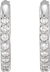 14K White 1/8 CTW Natural Diamond Hinged 12.5 mm Hoop Earrings
