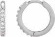 14K White Gold 1/8 CTW Natural Diamond Hinged 12.5 mm Hoop Earrings