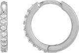 14K White Gold 1/8 CTW Natural Diamond Hinged 12.5 mm Hoop Earrings