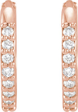 14K Rose Gold 1/8 CTW Natural Diamond Hinged 12.5 mm Hoop Earrings