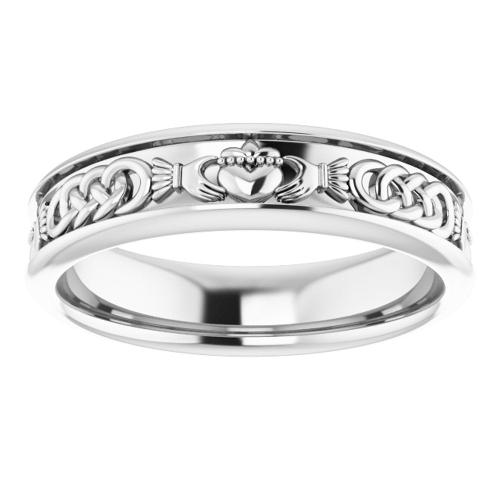 14K White Claddagh Band Sze 11.5