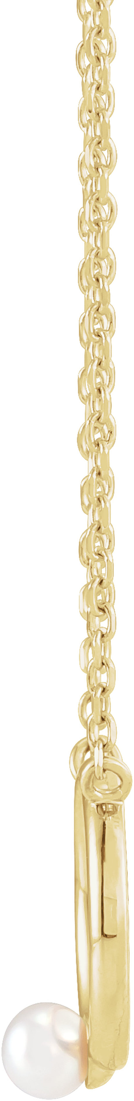 14K Yellow Gold Cultured Seed Pearl Circle 18" Necklace