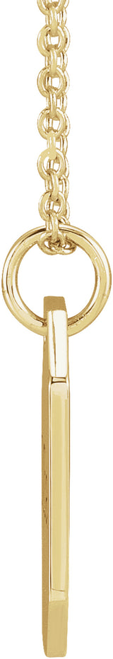 14K Yellow Gold Engravable Dog Tag 16-18" Necklace