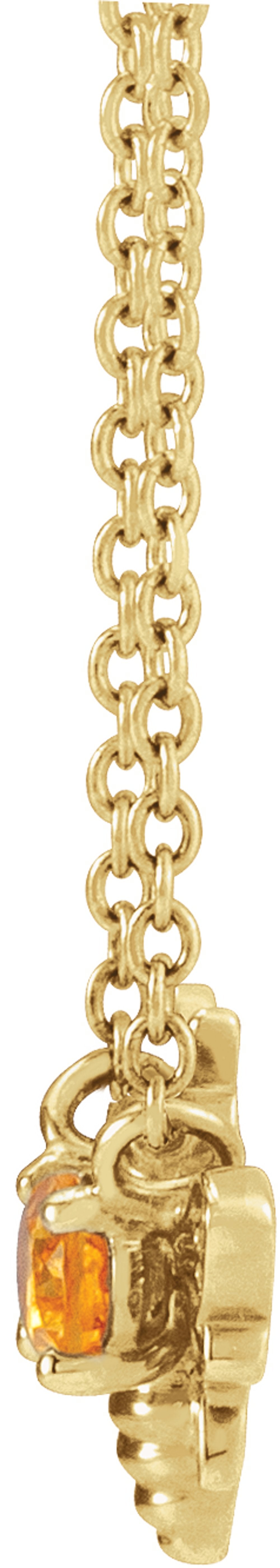 14K Yellow Natural Orange Garnet Bee 16" Necklace
