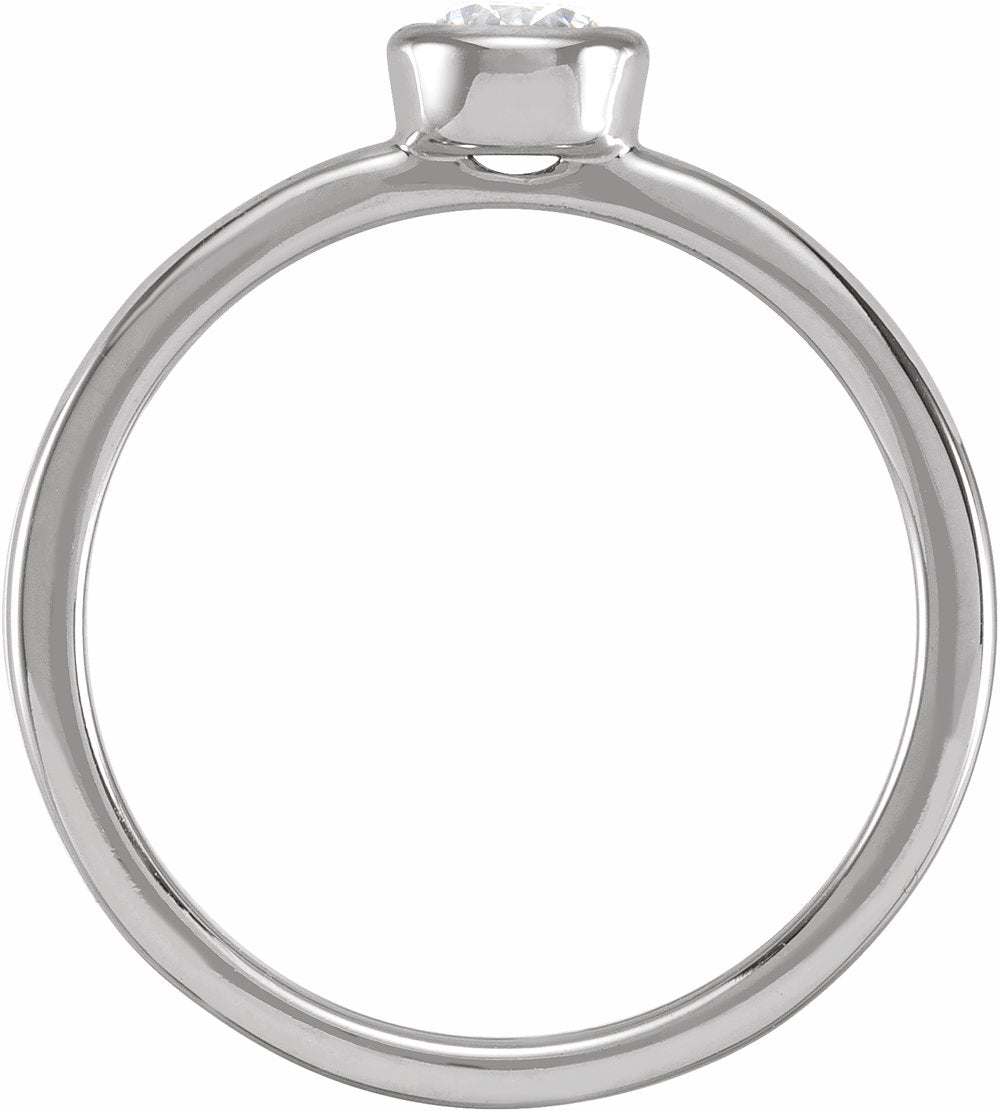 14K White 1CT Lab-Grown Diamond Bezel-Set Ring