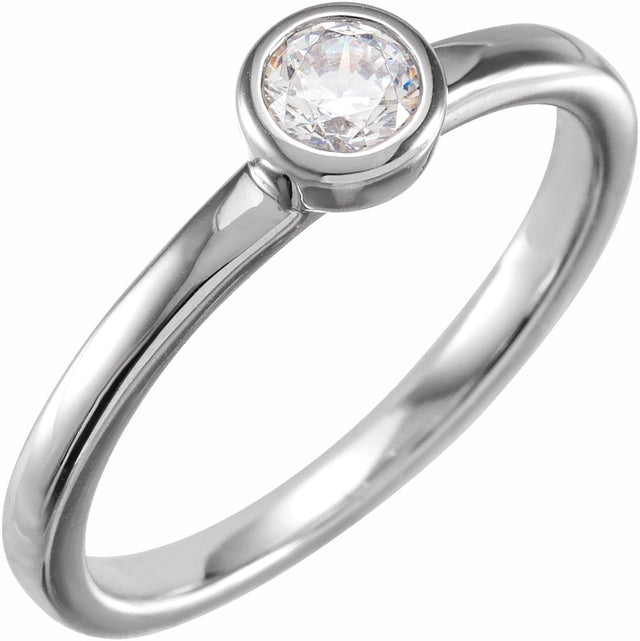 14K White 1/4 CT Lab-Grown Diamond Bezel-Set Ring