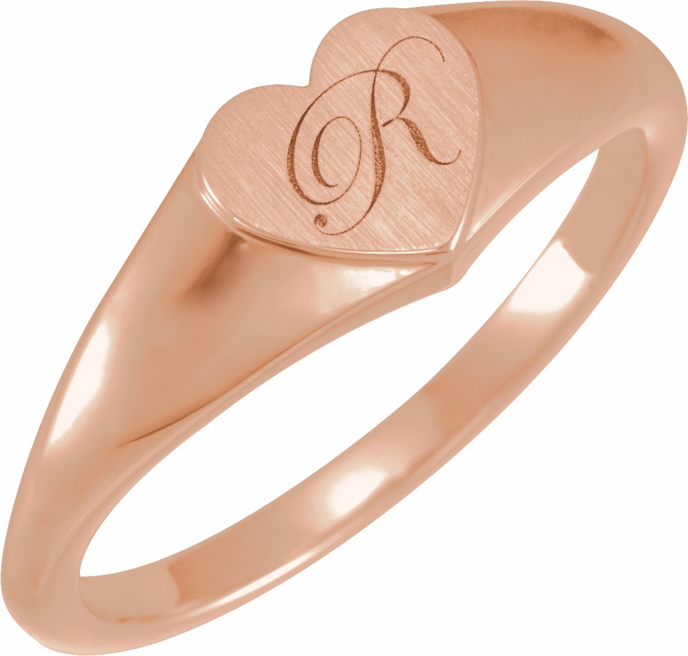 14K Rose Heart Signet Ring