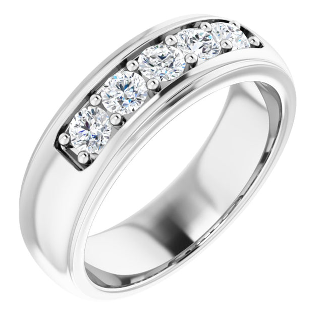 14K White Gold 7/8 CTW Natural Diamond Band