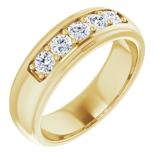 14K Yellow Gold 3/4 CTW Natural Diamond Band