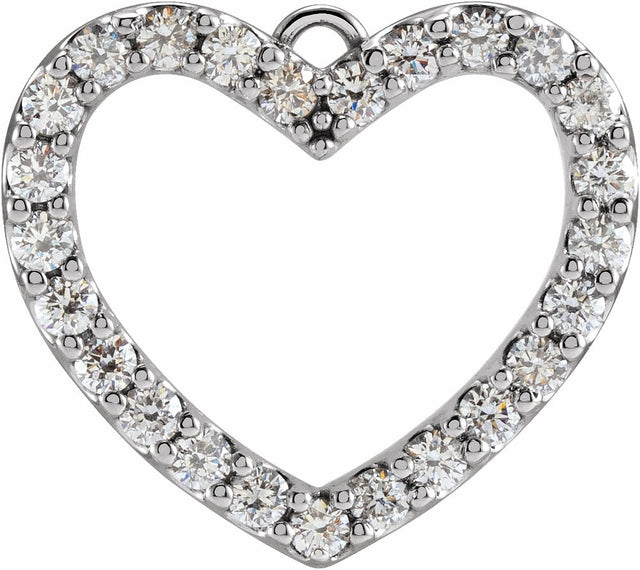 14K White 1 CTW Natural Diamond Heart Dangle
