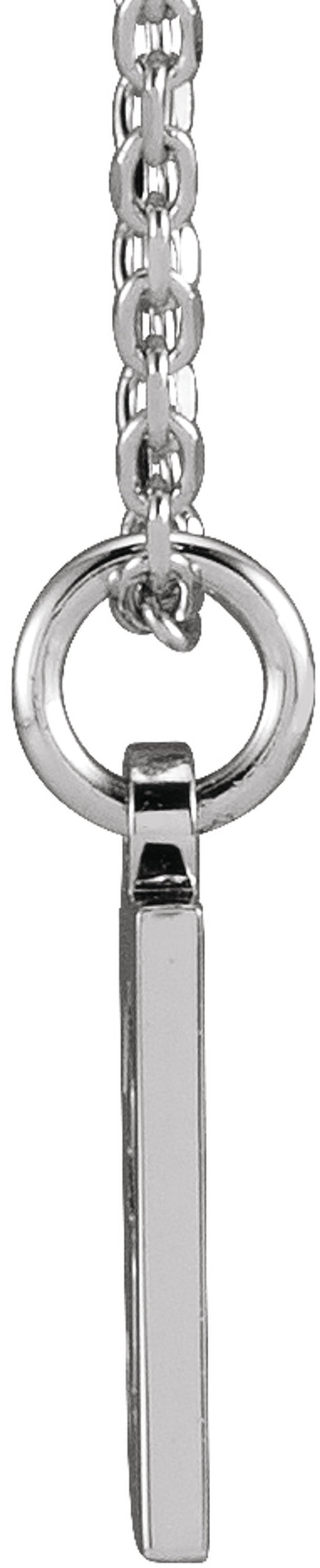 Sterling Silver Pierced Numeral 4 Dog Tag 16-18" Necklace