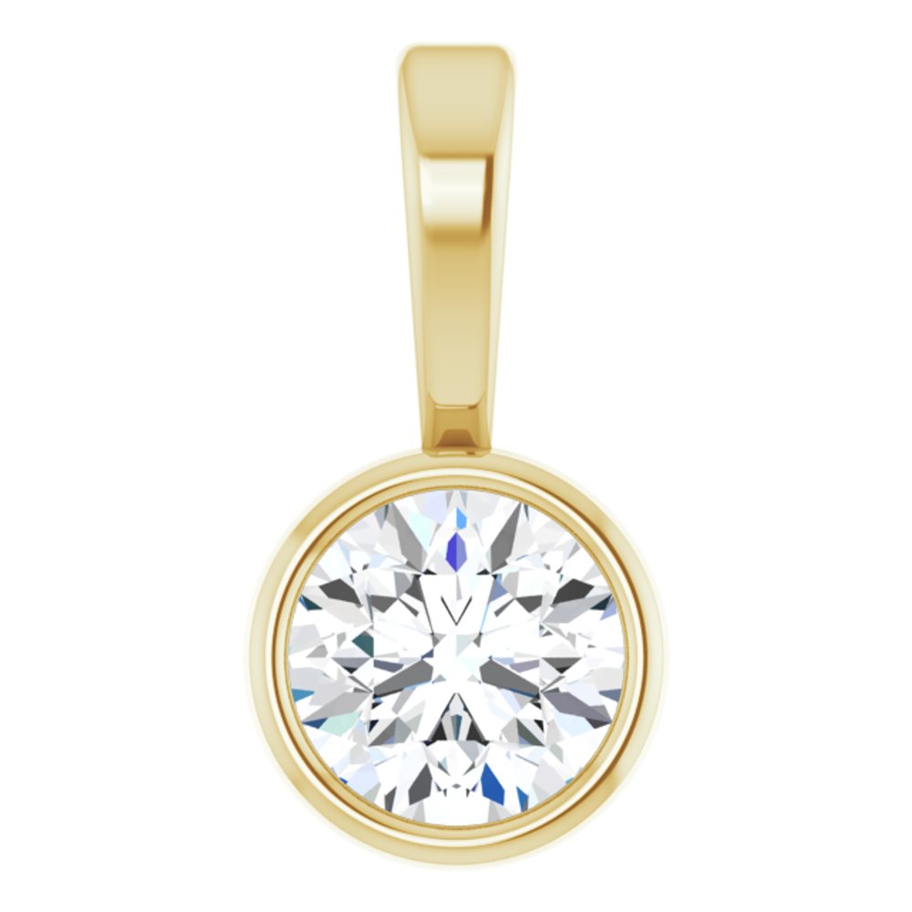 14K Yellow 1/10 CT Natural Diamond Bezel-Set Solitaire Pendant