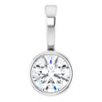 14K White 1/10 CT Natural Diamond Bezel-Set Solitaire Pendant