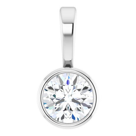 14K White 1/10 CT Natural Diamond Bezel-Set Solitaire Pendant