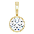 14K Yellow 1/4 CT Lab-Grown Diamond Bezel-Set Solitaire Pendant