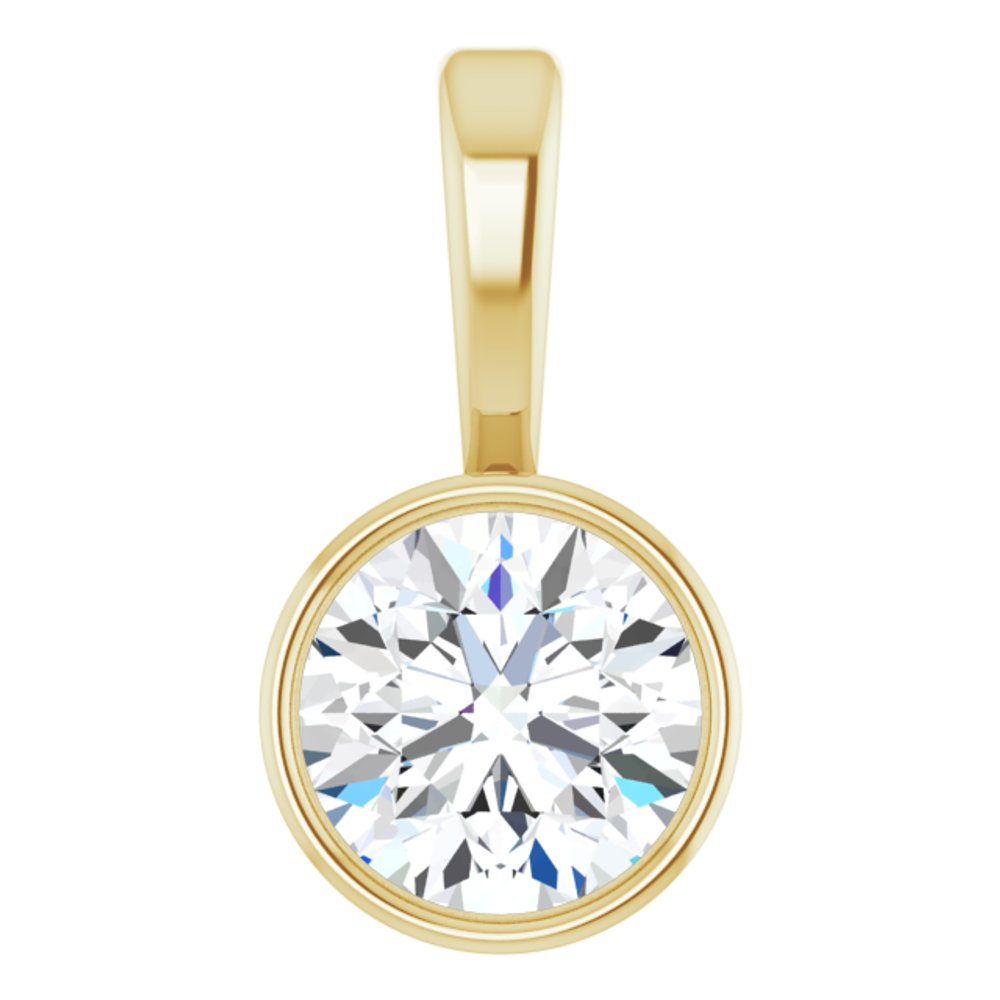 14K Yellow 1/4 CT Lab-Grown Diamond Bezel-Set Solitaire Pendant