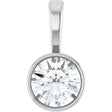 14K White 1/4 CT Lab-Grown Diamond Bezel-Set Solitaire Pendant