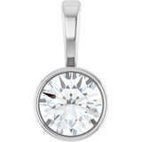 14K White 1/4 CT Lab-Grown Diamond Bezel-Set Solitaire Pendant