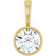 14K Yellow 1/4 CT Lab-Grown Diamond Bezel-Set Solitaire Pendant