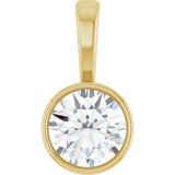 14K Yellow 1/4 CT Lab-Grown Diamond Bezel-Set Solitaire Pendant